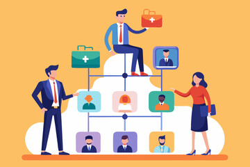 Reorganization or reorg to adjust, allocate resources, change team structure for efficiency, restructure organization, department and job roles concept, businessman ceo reorganize employee role chart.