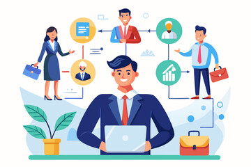 Reorganization or reorg to adjust, allocate resources, change team structure for efficiency, restructure organization, department and job roles concept, businessman ceo reorganize employee role chart.