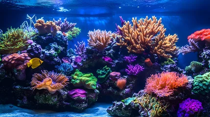 76. A colorful underwater coral reef ecosystem with a variety of marine species