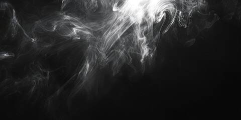 Fototapeta premium Ethereal mist dances in twisting smoke against a dark background with light contrasts