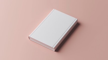 A minimalist book mock-up lying flat, with the cover and spine visible against a plain background