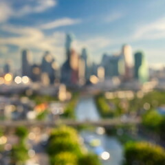 Obraz premium Blurred bokeh of city background at day time