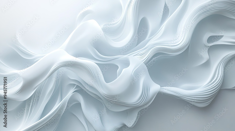 Poster a white background with swirling, wave-like patterns that create a sense of movement and flow.