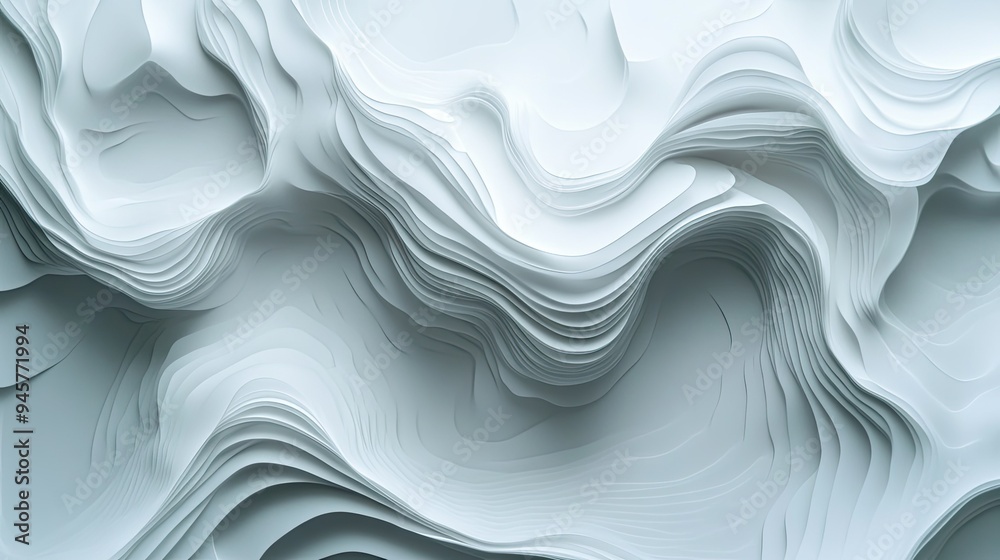 Poster a white background with swirling, wave-like patterns that create a sense of movement and flow.