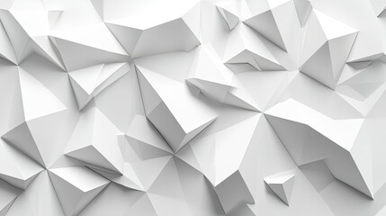 Abstract white polygonal shapes forming a three-dimensional background with depth and texture.