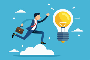 Change or transformation to new opportunity, change to new job, better career, improvement or move to different company, decision for new chance concept, businessman jump from old to bright lightbulb.