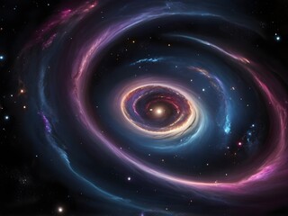 Obraz premium Vibrant Spiral Galaxy Swirling in Deep Space with Purple, Blue, and Pink Hues