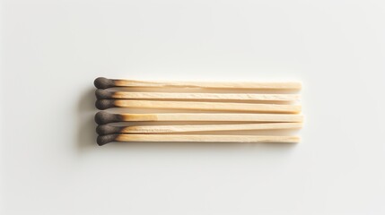 Burnt matches on a white background, isolated