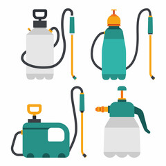 Garden sprayers vector cartoon set isolated on a white background.