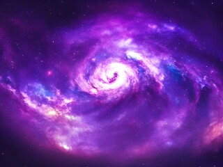 Vibrant Spiral Galaxy Swirling in Deep Space with Purple, Blue, and Pink Hues