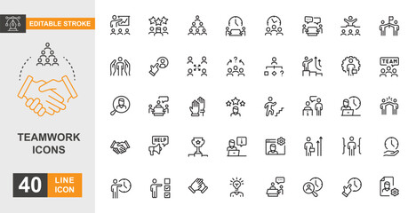 Teamwork icon set. Person, manager, idea and more line icon.