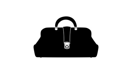 old doctor's bag, black isolated silhouette