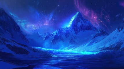 Snowy Mountains Under a Starry Sky