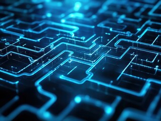 Abstract Blue Circuit Board Lines - Digital Technology Background.