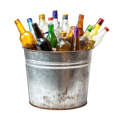 Metal Trash Can with Recyclables