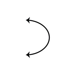 Dual semi circle arrow. Semicircular curved thin long double ended arrow on background .