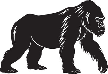 A gorilla silhouette vector on white background.