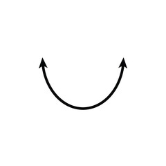 Dual semi circle arrow. Semicircular curved thin long double ended arrow on background .