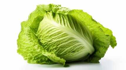 A detailed close-up image of green lettuce, highlighting its freshness and intricate textures, perfect for use in culinary, gardening, and health-related visual content.