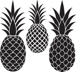 Fototapeta premium Pineapple silhouette vector illustration set