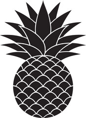 Obraz premium Pineapple fruit silhouettes Vector isolated on white