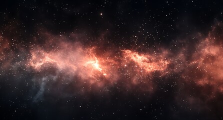 A Cosmic Nebula with Glowing Orange Gas and Scattered Stars