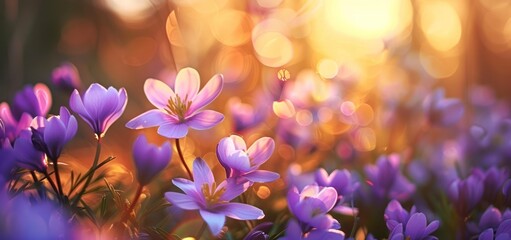 Purple Crocuses in the Golden Light