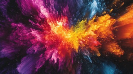 Abstract Colorful Explosion Background, Vibrant Paint Splashes, Artistic Design, Digital Art