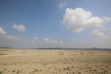 Dried lake bed due to severe drought 