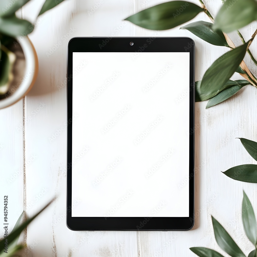 Aufkleber Blank Digital Tablet Display on White Background   Minimal Mockup for Presentations or App Interfaces