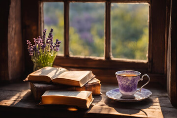 Tea time enjoying a relaxing read