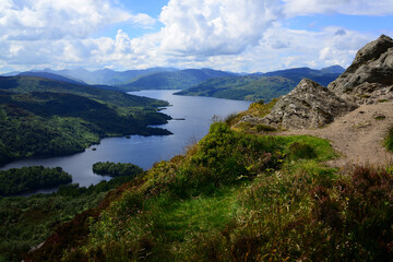 View west from the summit of Ben A'an, in The Trossachs area of Scotland, (much of Loch Katrine is clearly visible)