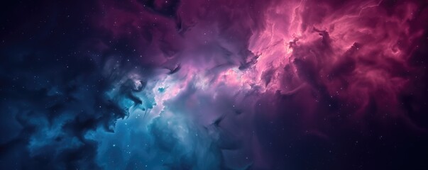 Fototapeta premium Vibrant Cosmic Nebula in Deep Space with Stunning Colorful Gas Clouds and Distant Stars.