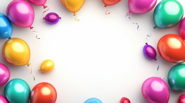 Colorful Balloons with Copy Space for Birthday, Party, and Celebration Background Design.
