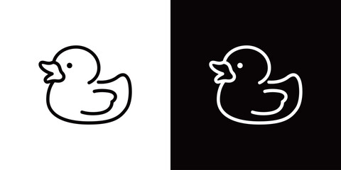 おもちゃのアヒルのシンプルなラインアイコン
