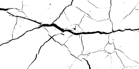 black and white vintage of cracked concrete scribble effect. Black grunge effect on white background.