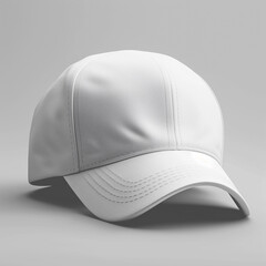 Minimalist White Baseball Cap on Grey Background