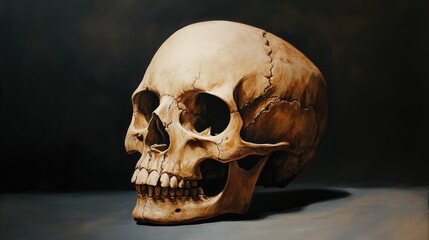 Naklejka premium A Human Skull Rendered in Realistic Detail