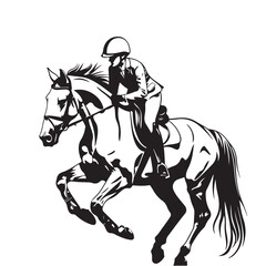 Black and White Vector Design of Horse Racing Riders in Motion Capturing the Thrill and Energy of Equestrian Sports