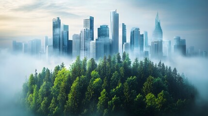 Fototapeta premium Futuristic Cityscape with Green Initiative for Sustainable Urban Development
