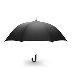 Open Black Umbrella on White Background for Protection and Shelter