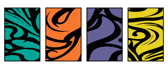 Set of 4 Abstract pattern. Illustration for printing on wall decorations. For use in graphics.