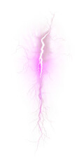 Purple lightning bolt isolated on transparent background.