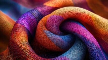 Fototapeta premium Scarf with AR-enhanced patterns, vibrant colors, high detail, surreal, digital art