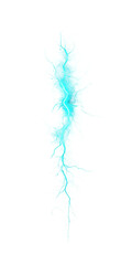 Cyan lightning bolt isolated on transparent background.