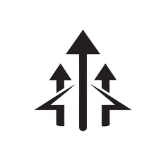 growth icon logo vector, Arrow curve, Direction sign, Three arrows, Competition Icon Stock Vector, black web icon vector illustration.