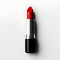 Obraz premium Striking Red Lipstick Tube Displayed on a Plain White Background