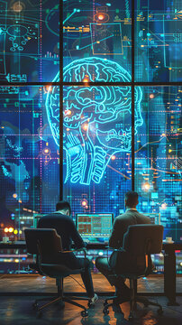 Brainstorming Genius at Futuristic Tech-Enhanced Workspace  