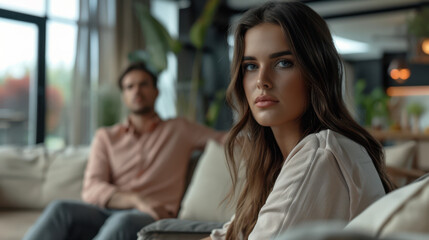 The woman on the sofa.