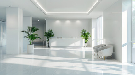 Fototapeta premium White open space luxury office waiting room interior